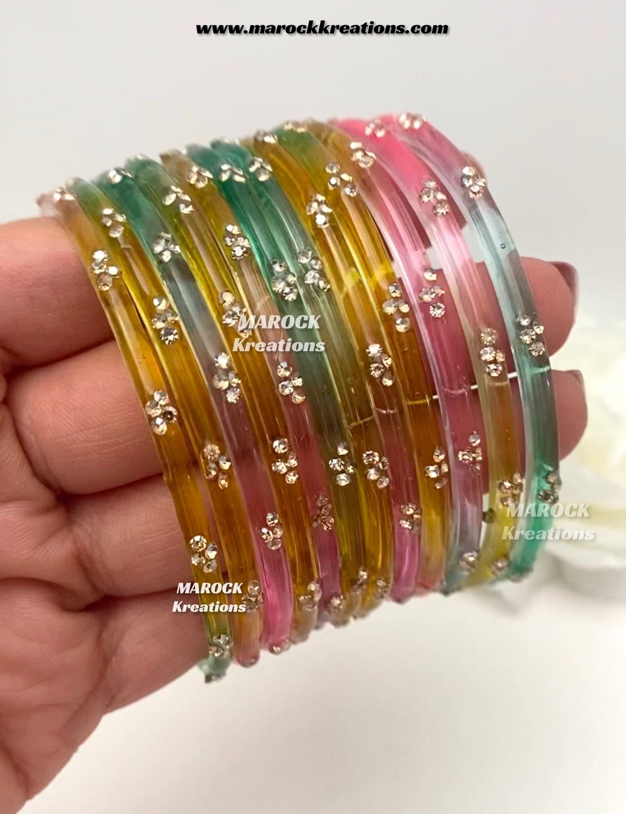 Rain drop Pastel Multi glass bangles (Pack of 1 dozen)