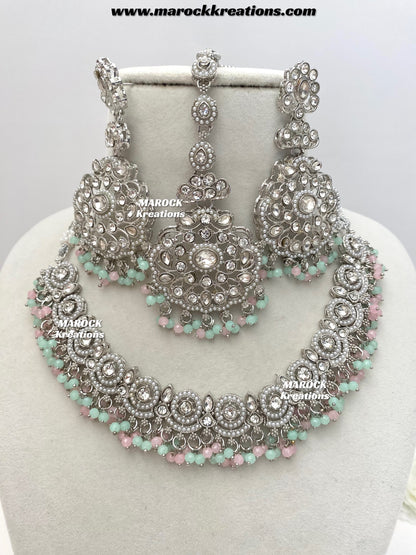 Silver Stone Necklace set