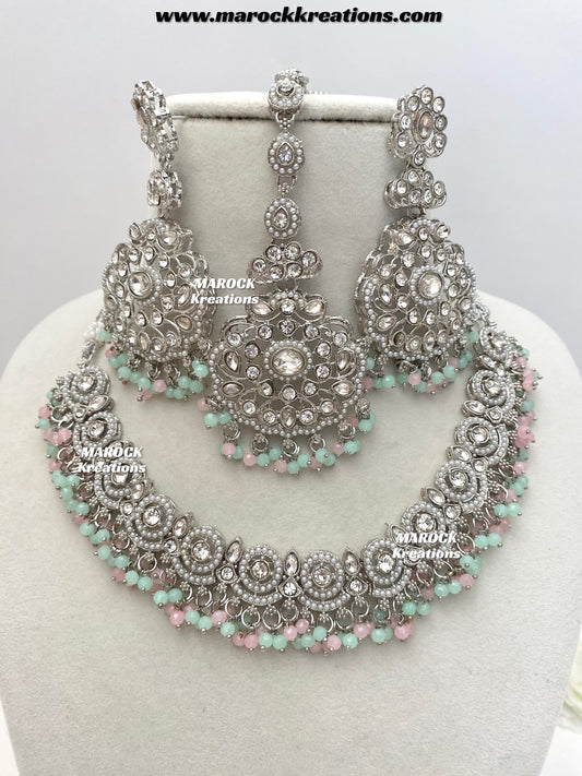 Silver Stone Necklace set