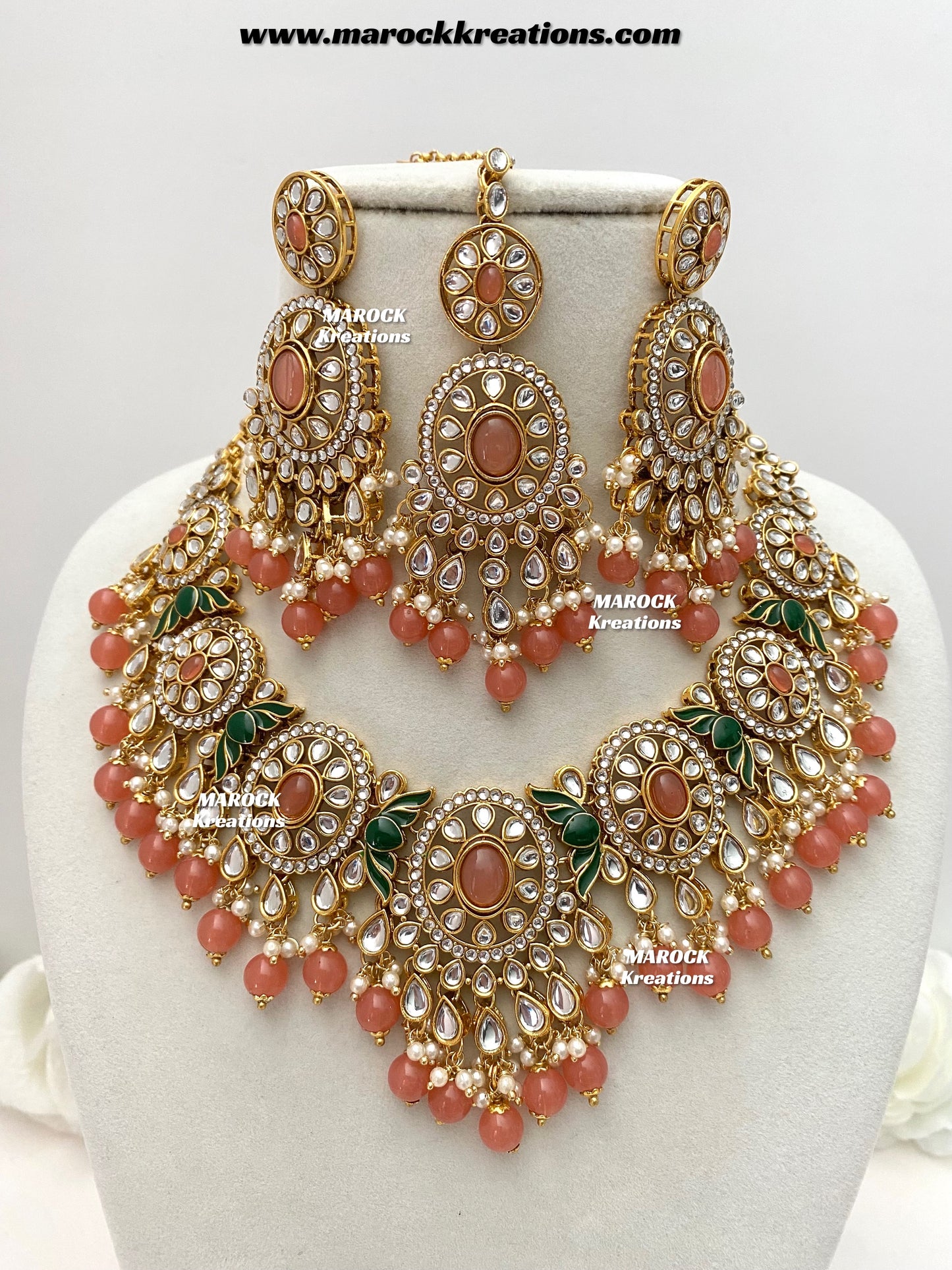 Iqra Premium Quality Kundan Meenakari Statement Necklace set