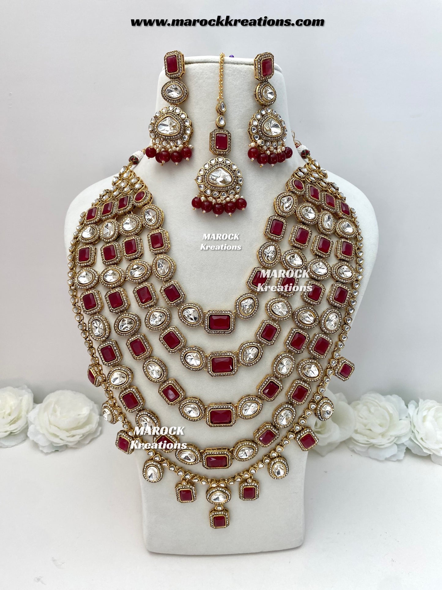 Samira Premium Quality Kundan Multi layer statement Rani haar set