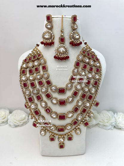 Samira Premium Quality Kundan Multi layer statement Rani haar set