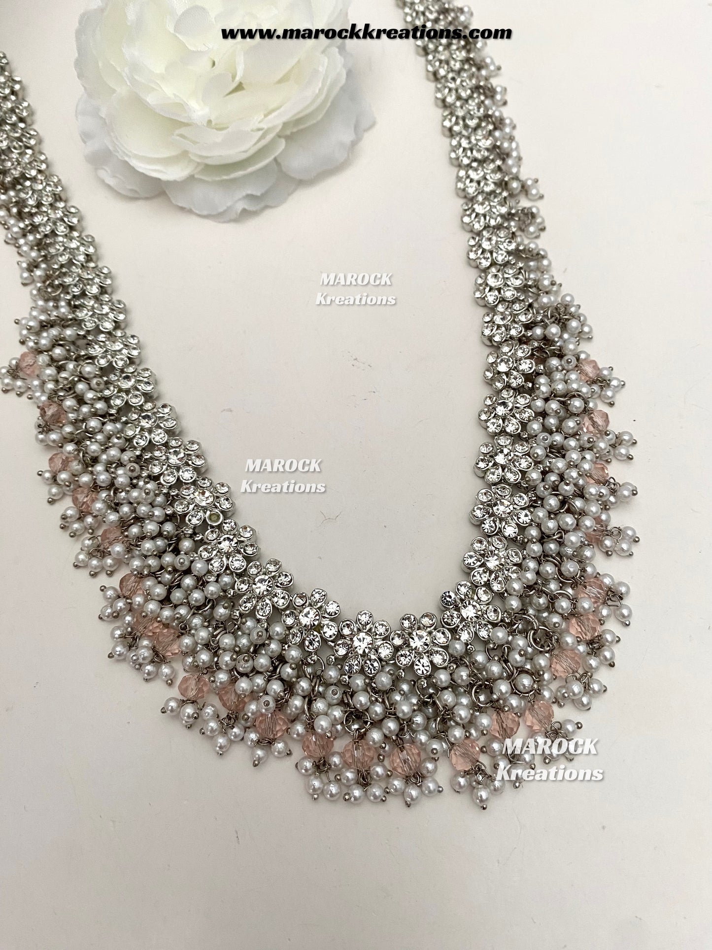 Zohra Premium Quality Pakistani Silver Pink Bridal set/bridal jewelry