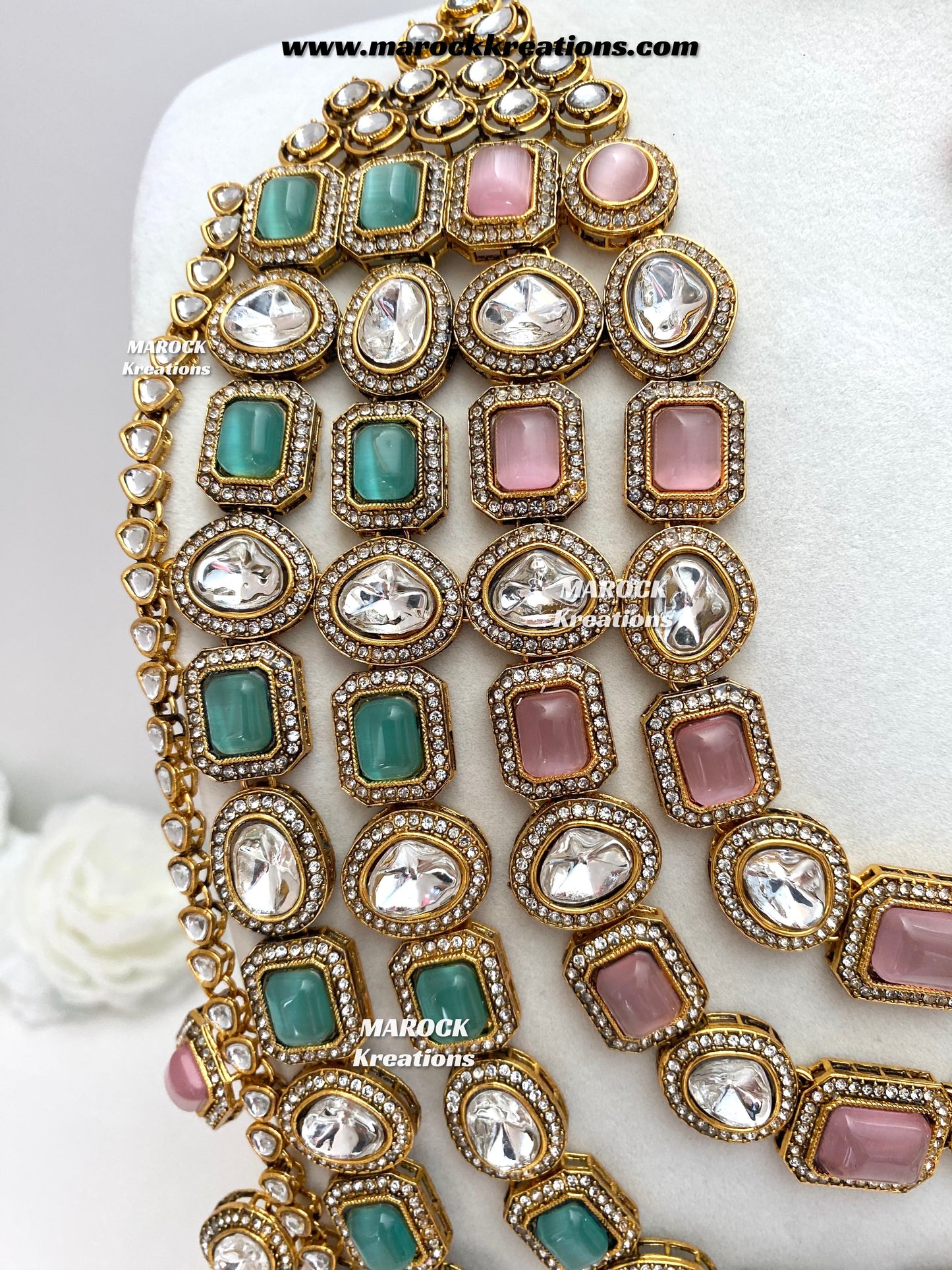 Samira Premium Quality Kundan Multi layer statement Rani haar set