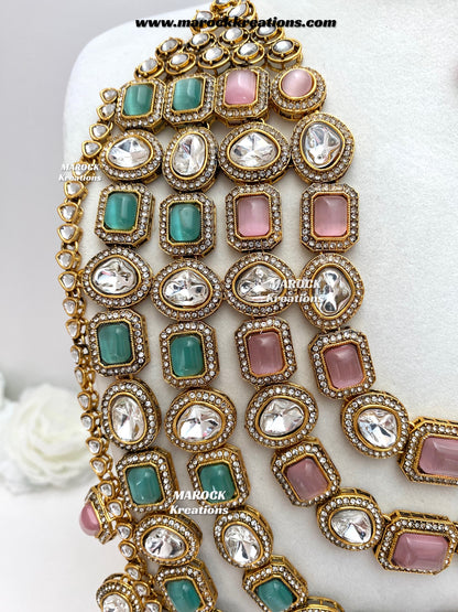 Samira Premium Quality Kundan Multi layer statement Rani haar set