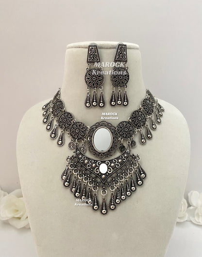 Oxidized Mirror Necklace set