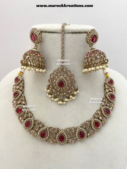 Hemani Antique gold Polki Necklace set