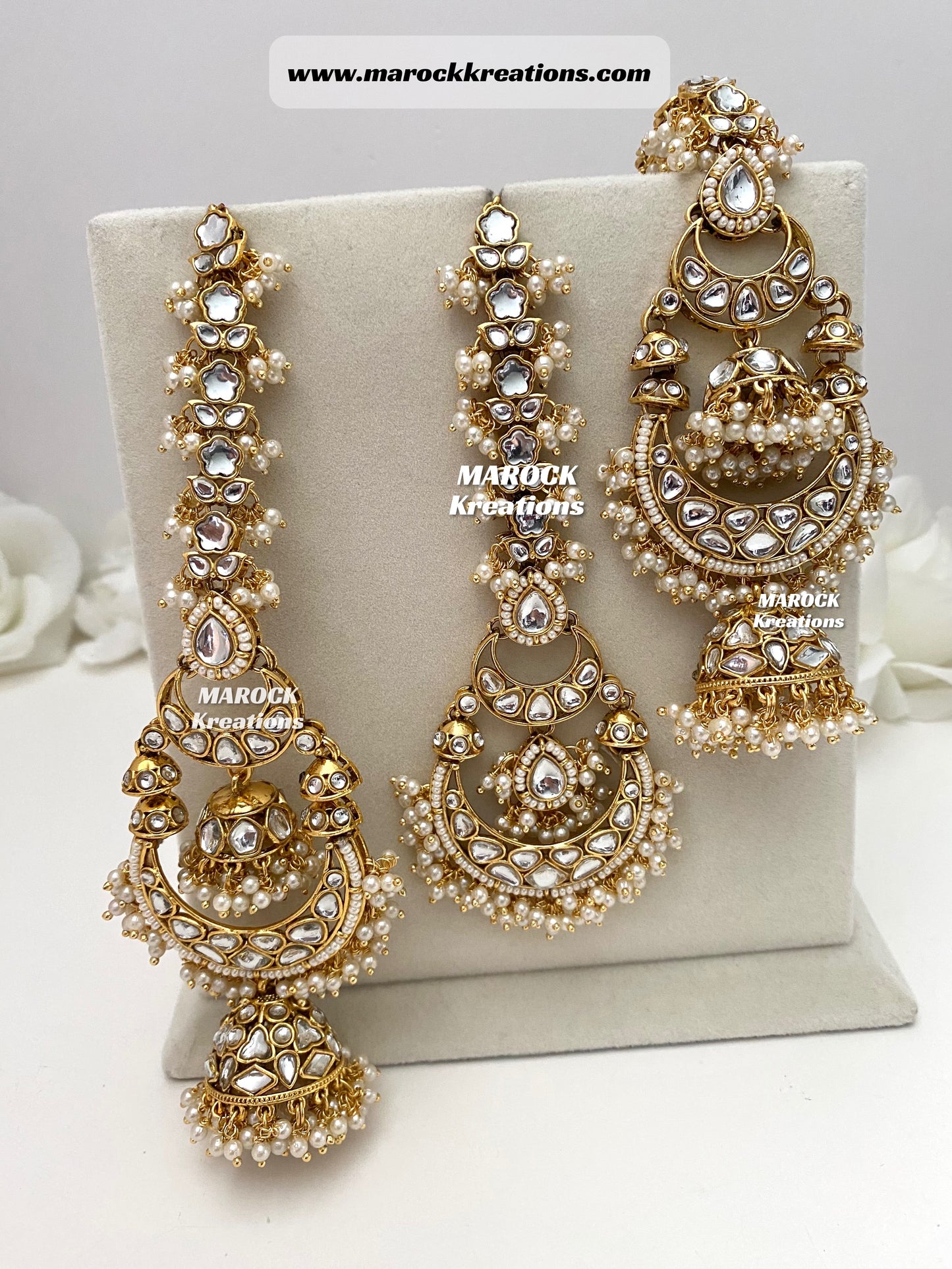 Premium Quality Kundan Oversized Statement Jhumki Earrings and tikka set