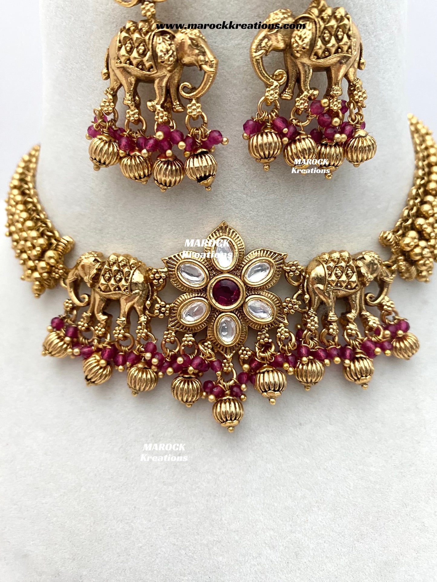 Rashmika Premium Quality exclusive Gold Plated Meenakari Rajwadi choker set