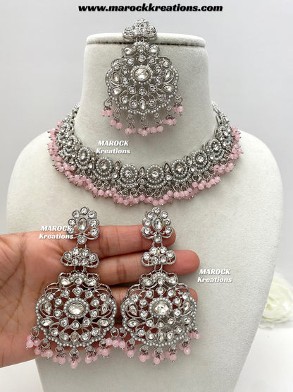 Silver Stone Necklace set