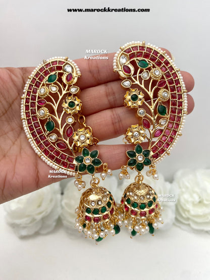 Shilpy Premium quality Gold plated Earcuff style Statement Jhumki Earrings