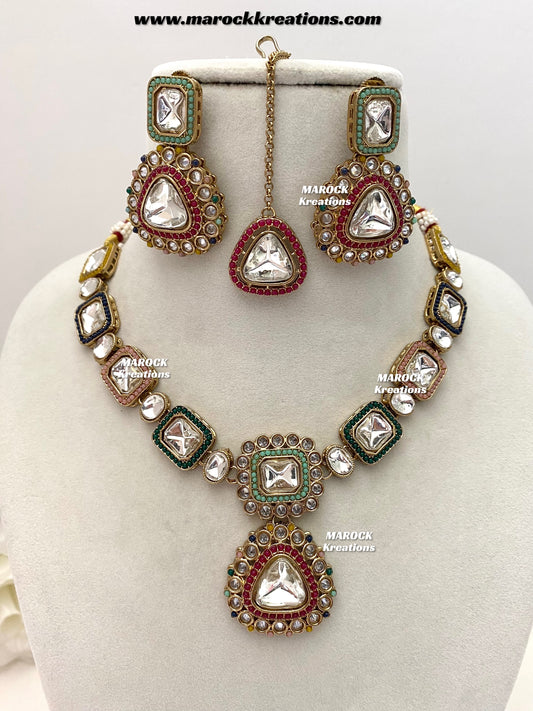 Anum Premium Quality Kundan statement necklace set