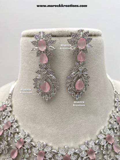 Austin Silver American Diamond Necklace set