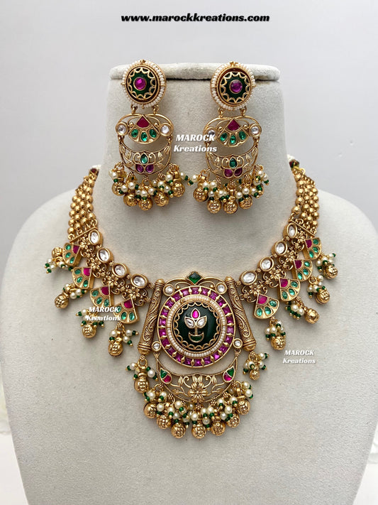 Mahin Premium Quality exclusive Gold Plated heritage necklace set