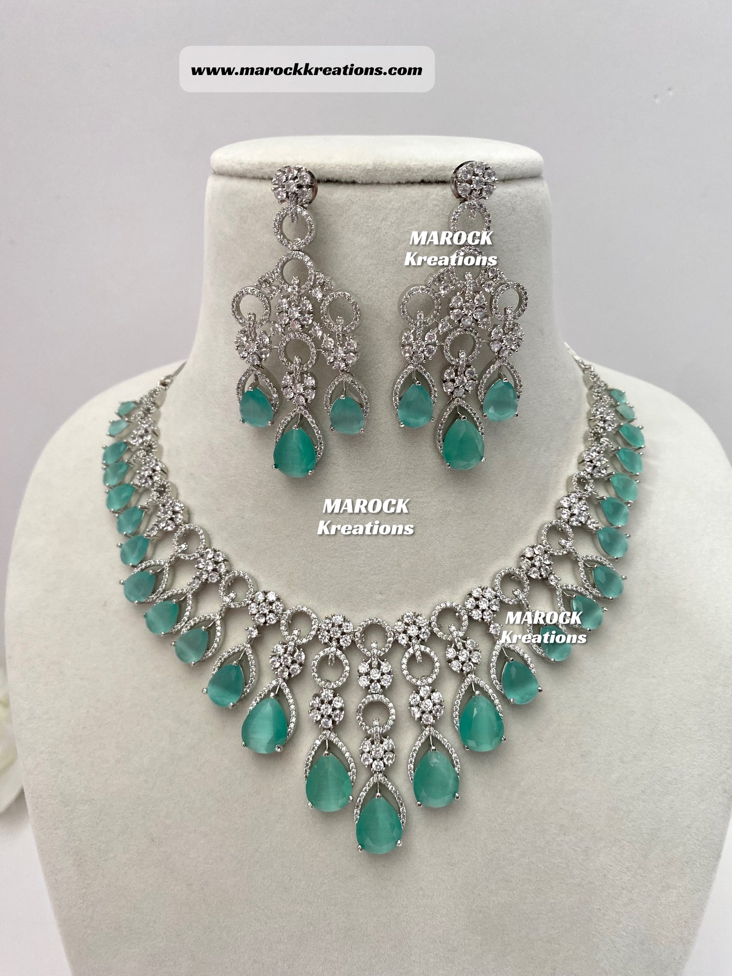 Anshika Silver American Diamond Necklace set