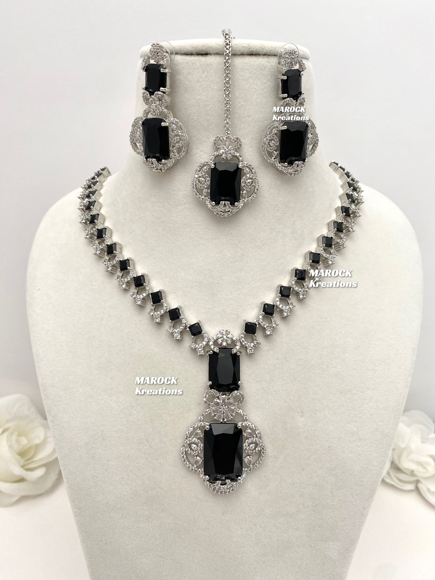 Nita Ambani Inspired Silver American Diamond Necklace set