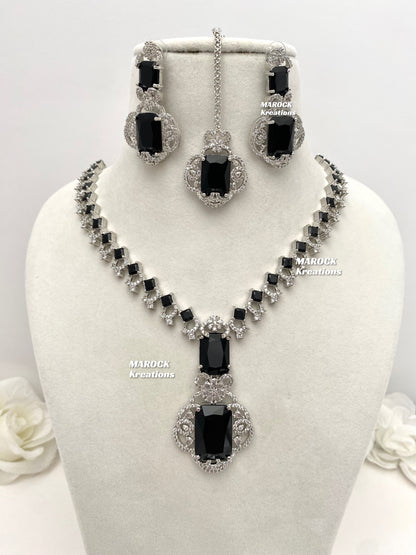 Nita Ambani Inspired Silver American Diamond Necklace set