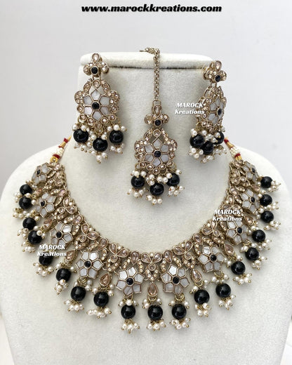 Arpan Antique Gold Polki MOP Statement Necklace set