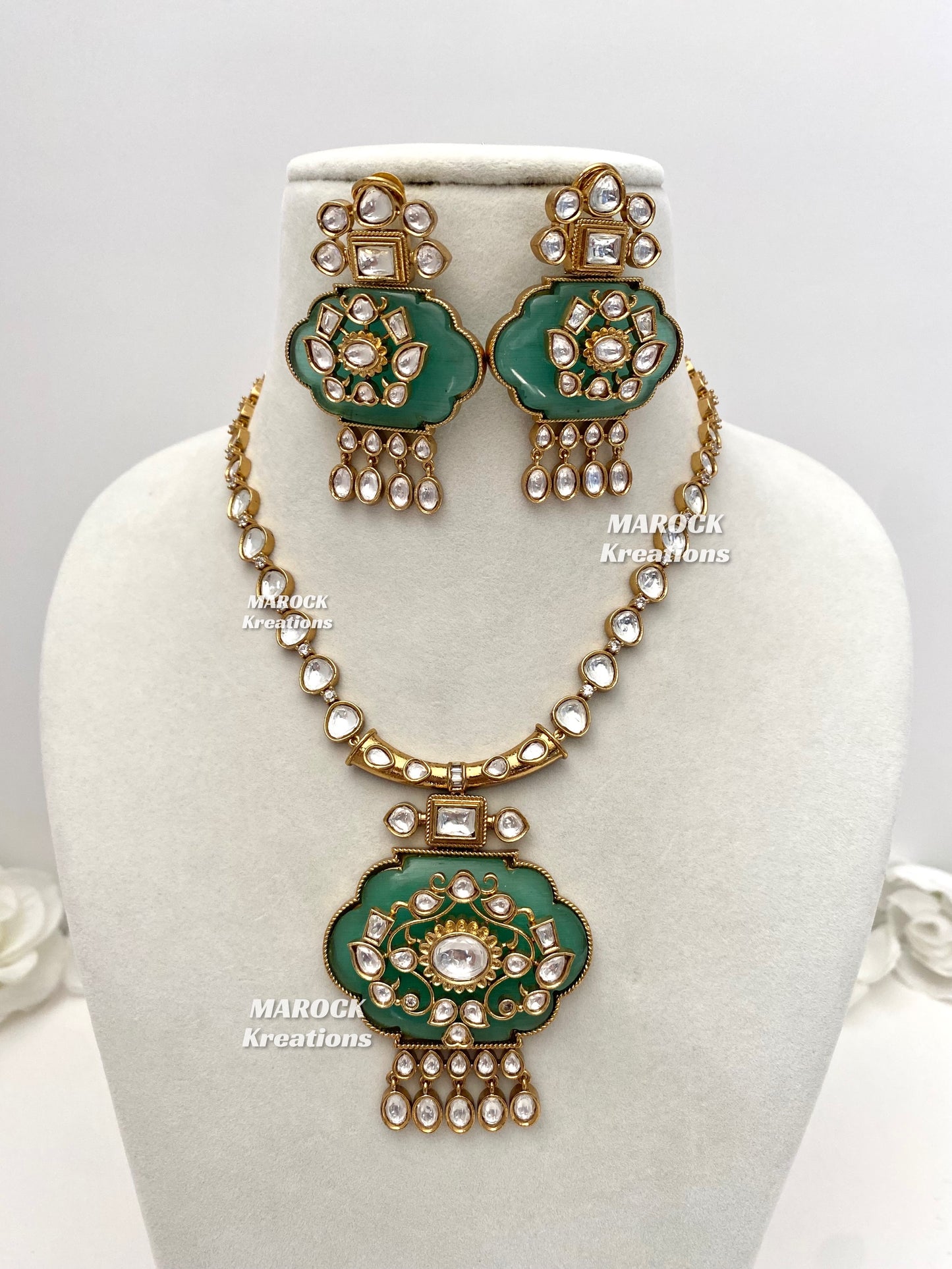 Shazia Premium Quality Moissanite Kundan Necklace set