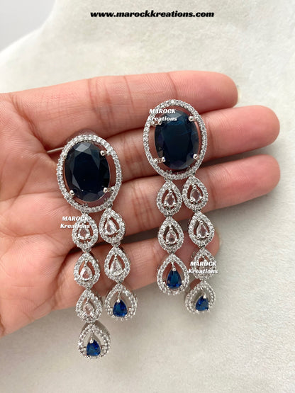 Zehra Silver American Diamond Double layer Necklace set