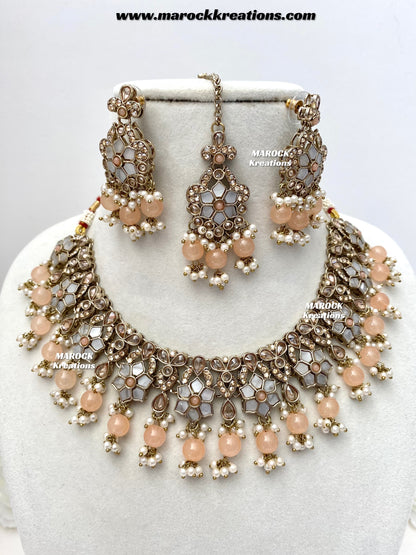Arpan Antique Gold Polki MOP Statement Necklace set