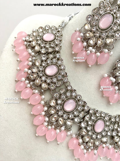 Naina Silver Stone Necklace set
