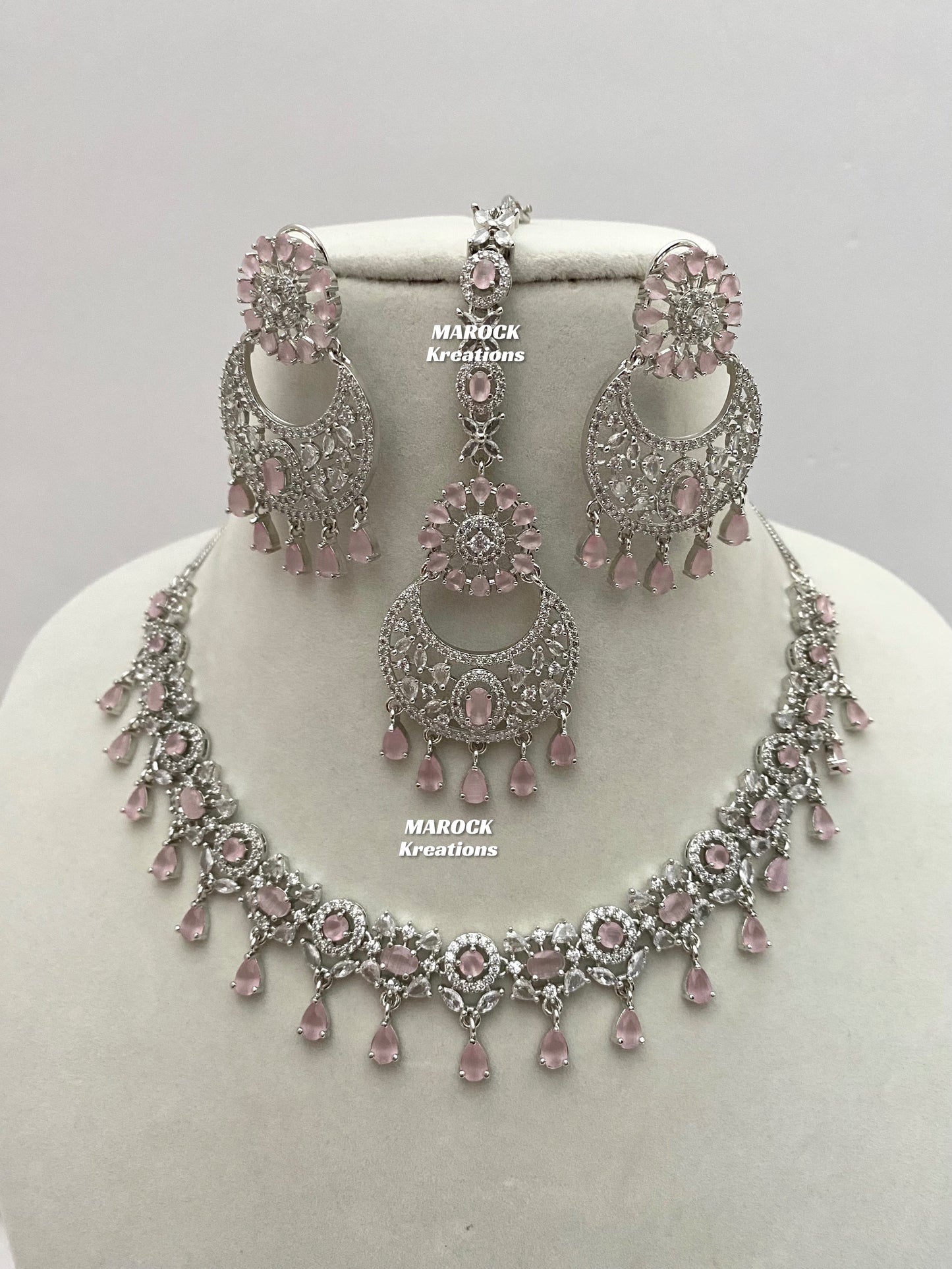 Silver American Diamond Necklace set