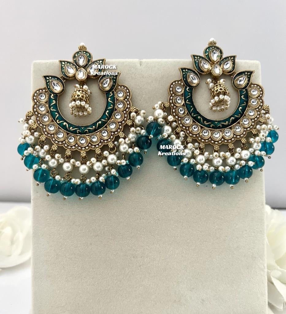 Premium Quality Kundan Meenakari Statement Earrings