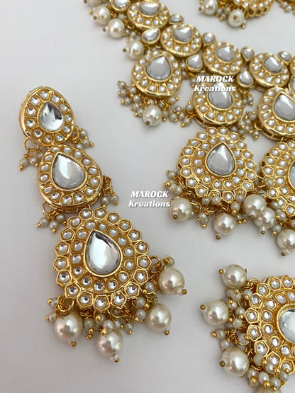 Premium Quality Thappa Kundan Necklace set/Bridal set