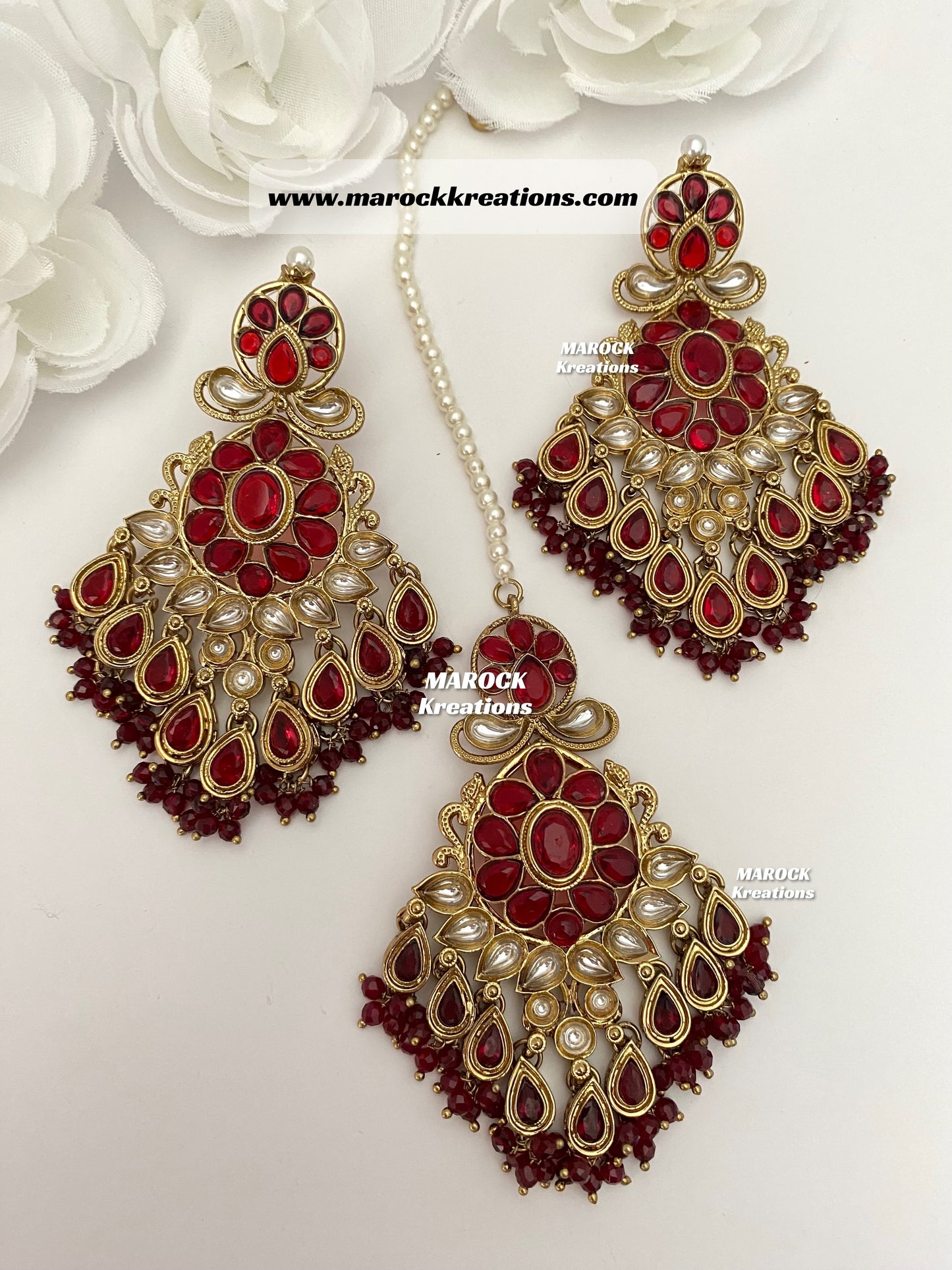 Premium Quality Kundan Earrings and tikka set