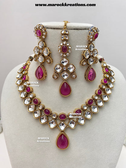 Romana Premium Quality Kundan Statement Necklace set