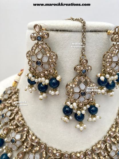 Arpan Antique Gold Polki MOP Statement Necklace set