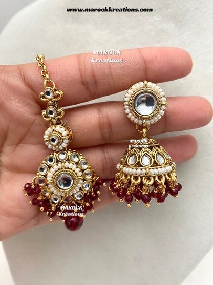 Akshi Premium Quality Kundan Single line Necklace set