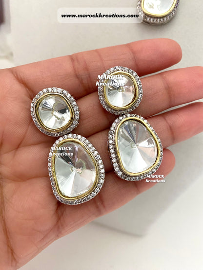 Tyani inspired Premium Quality dual tone uncut Kundan Necklace set