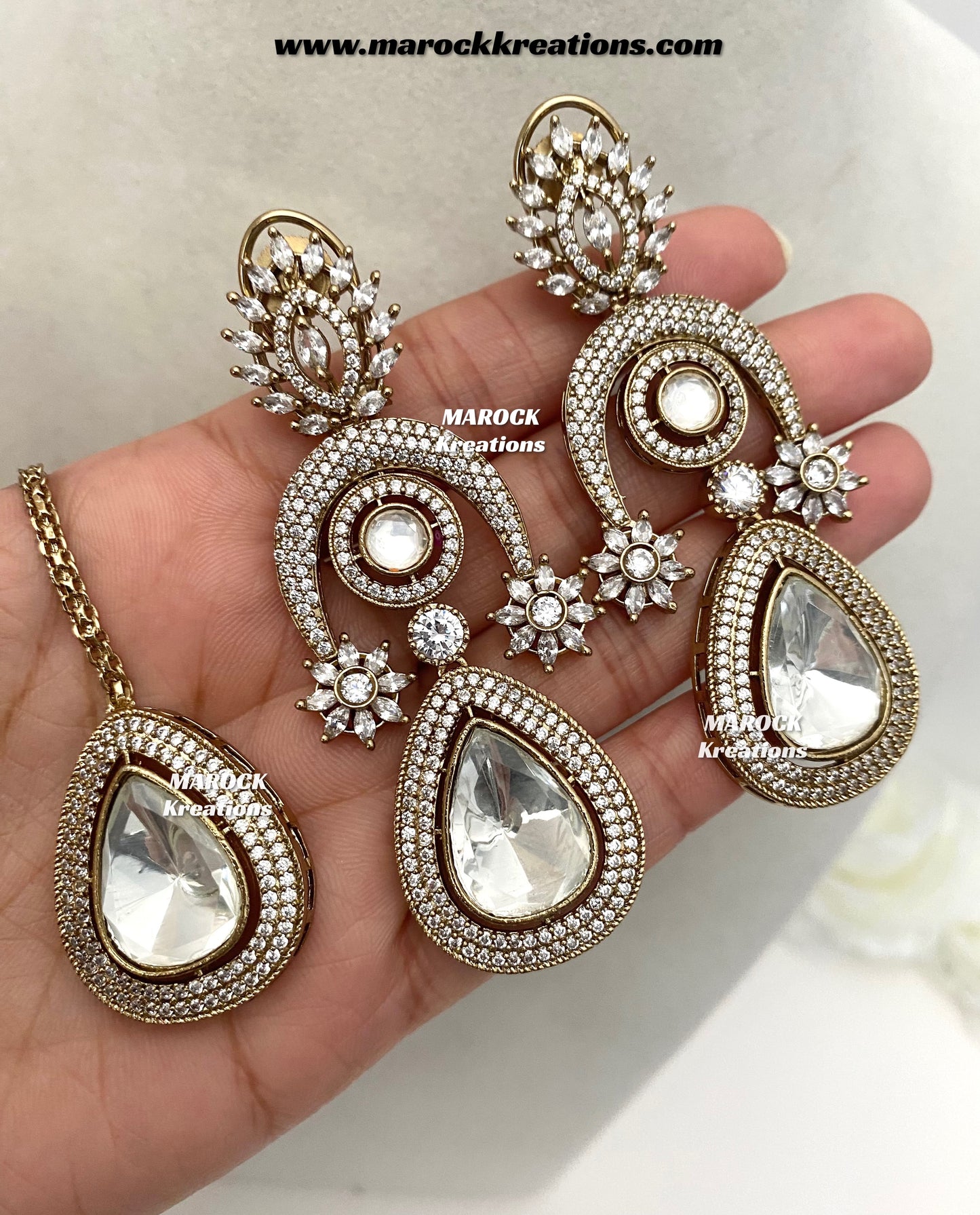 Marie Premium Quality Moissanite Kundan Necklace set