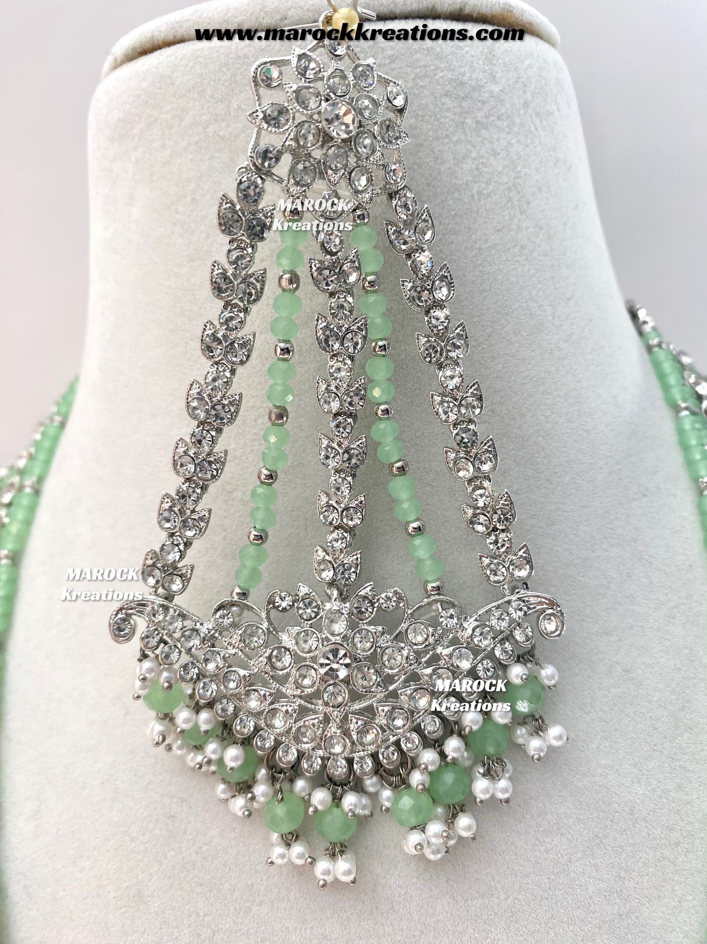 Sarwat Premium Quality Pakistani Silver Mint Bridal set/bridal jewelry