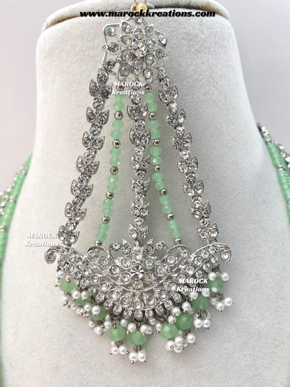 Sarwat Premium Quality Pakistani Silver Mint Bridal set/bridal jewelry