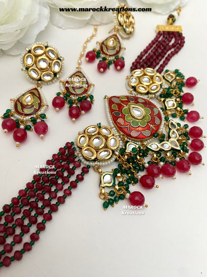 Natasha Premium Quality Kundan Meenakari Statement Choker set