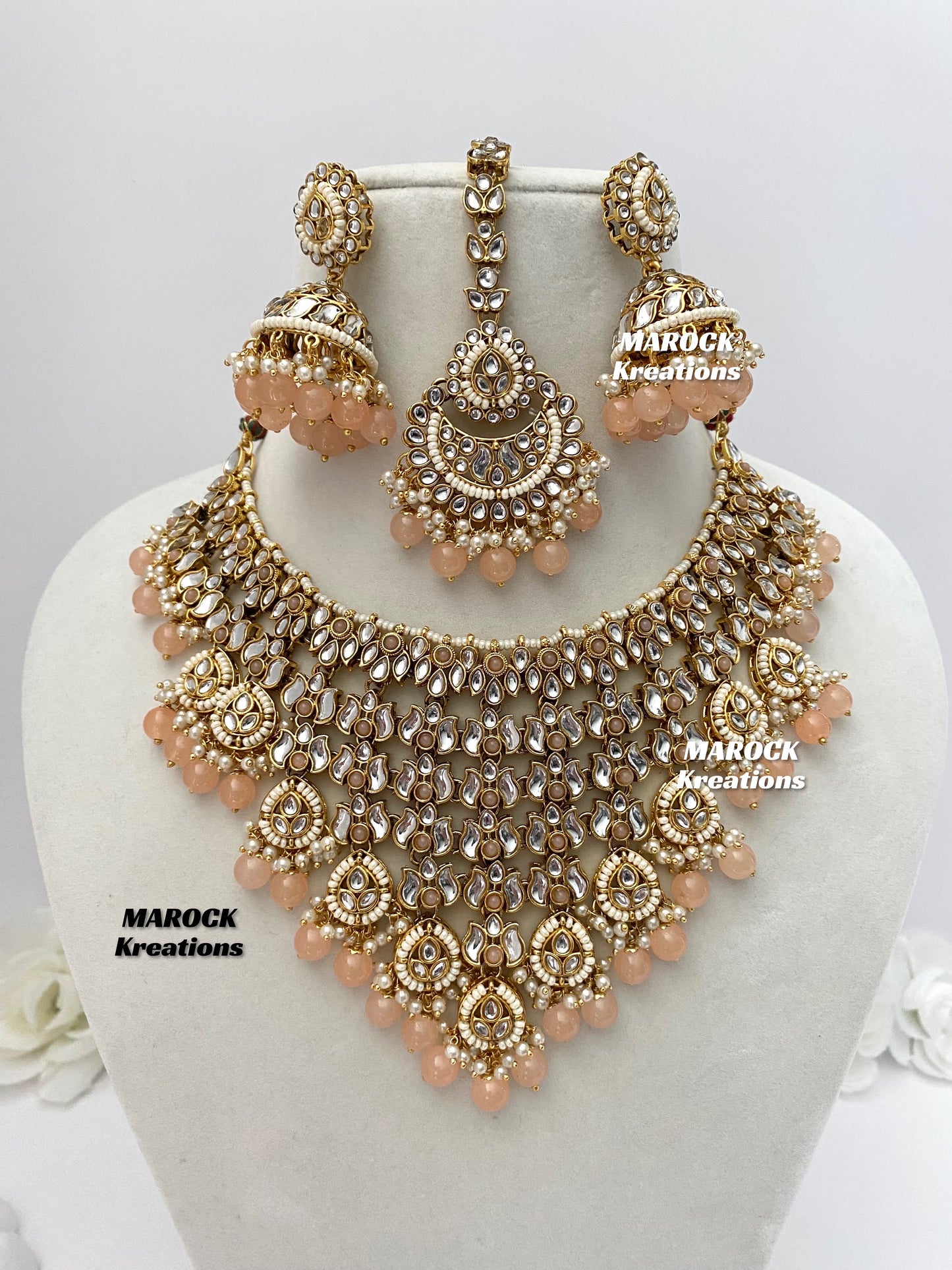 Fine Kundan V-shape Statement Necklace set