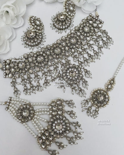 Silver Pakistani Choker set