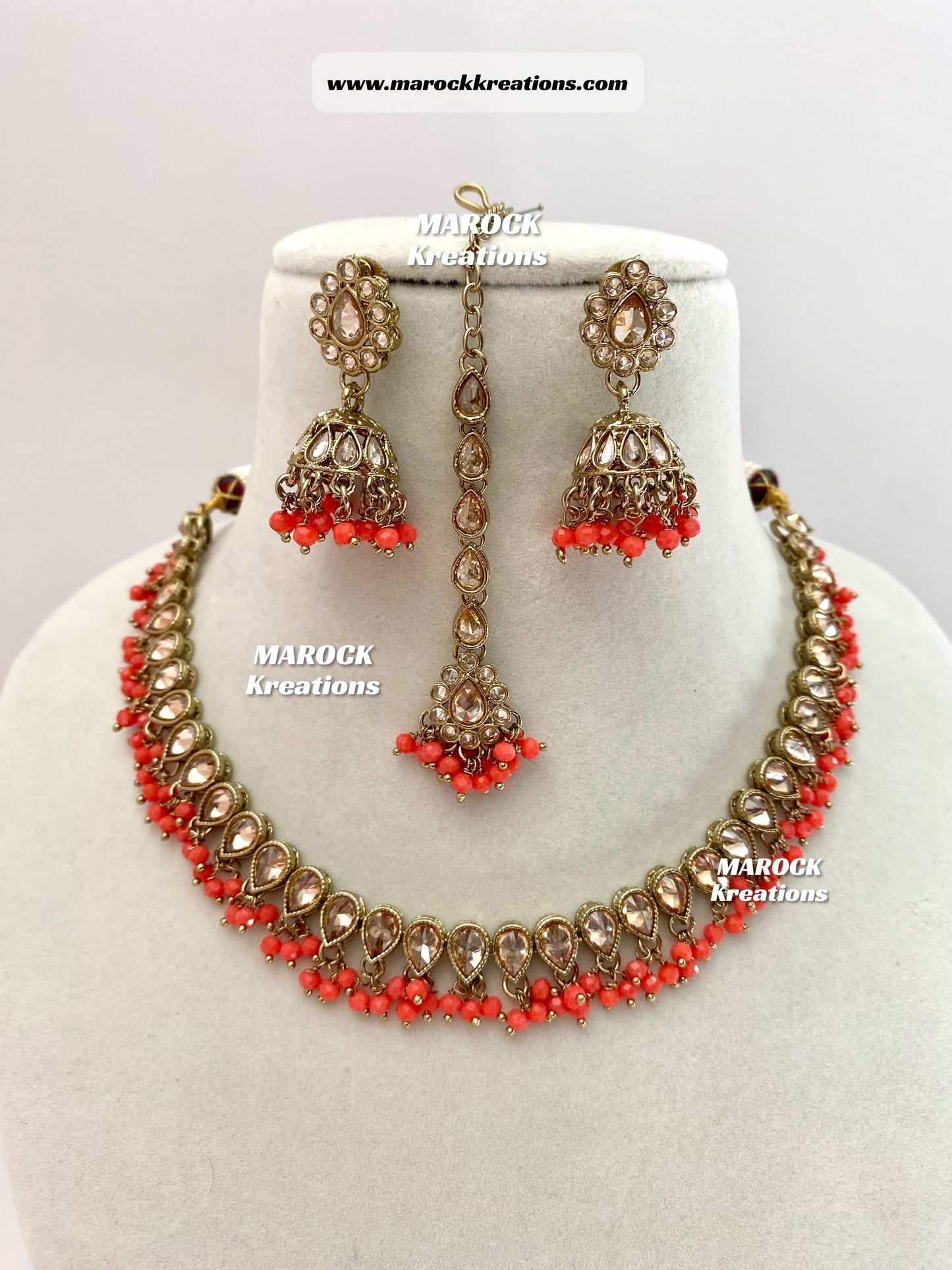 Polki Single Line Necklace set