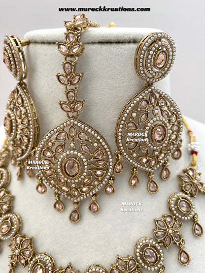 Mavis Antique Gold Polki Necklace set