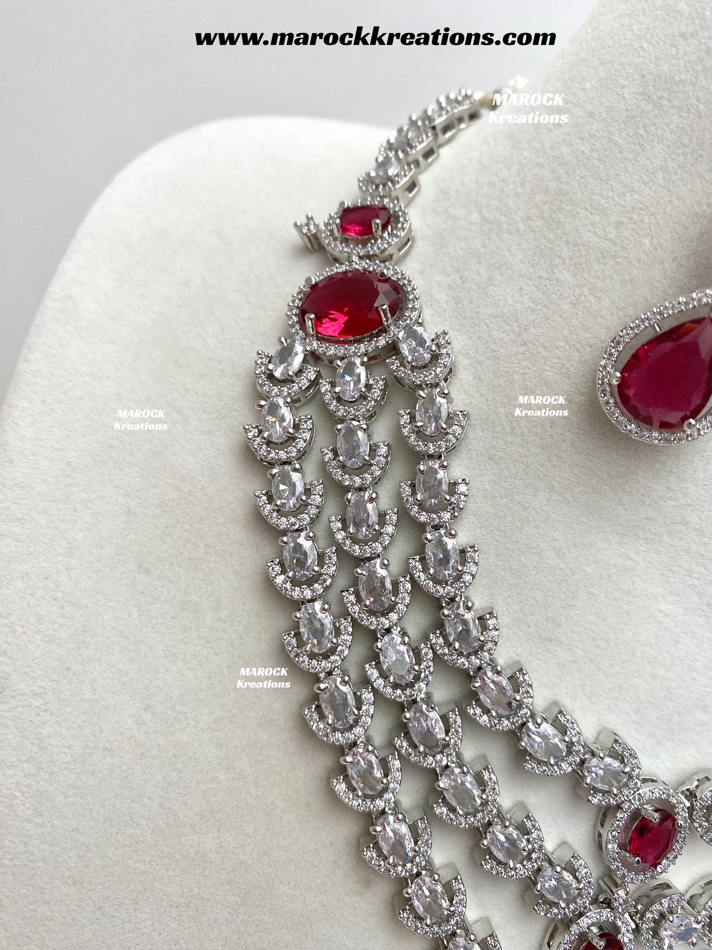 Gannat Silver American Diamond Necklace set