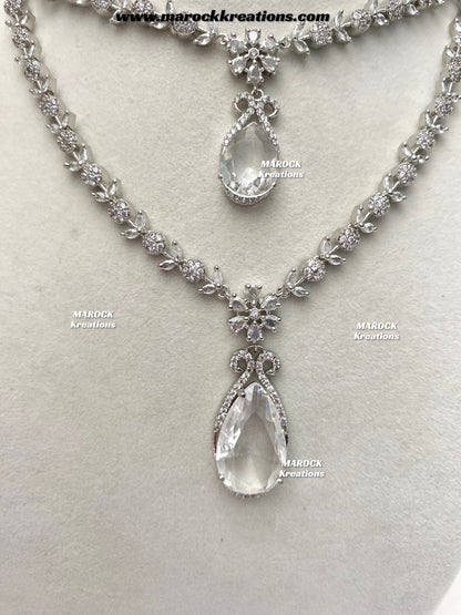 Lauren Silver American Diamond Necklace set