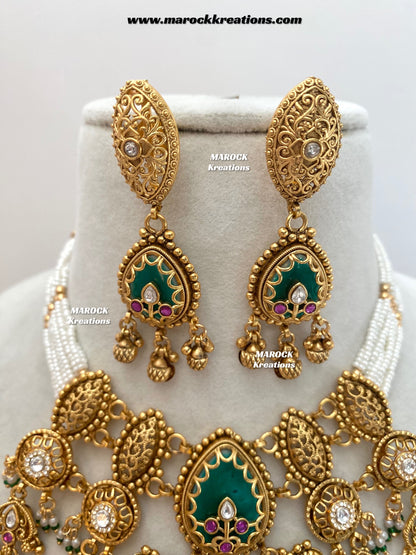 Rimal Premium Quality exclusive Gold Plated heritage necklace set