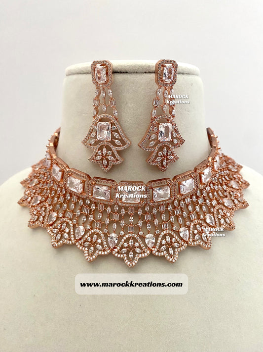 Rose Gold American Diamond Necklace set