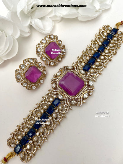 Paloma Sabyasachi inspired Premium Quality Moissanite Kundan and American Diamond choker set