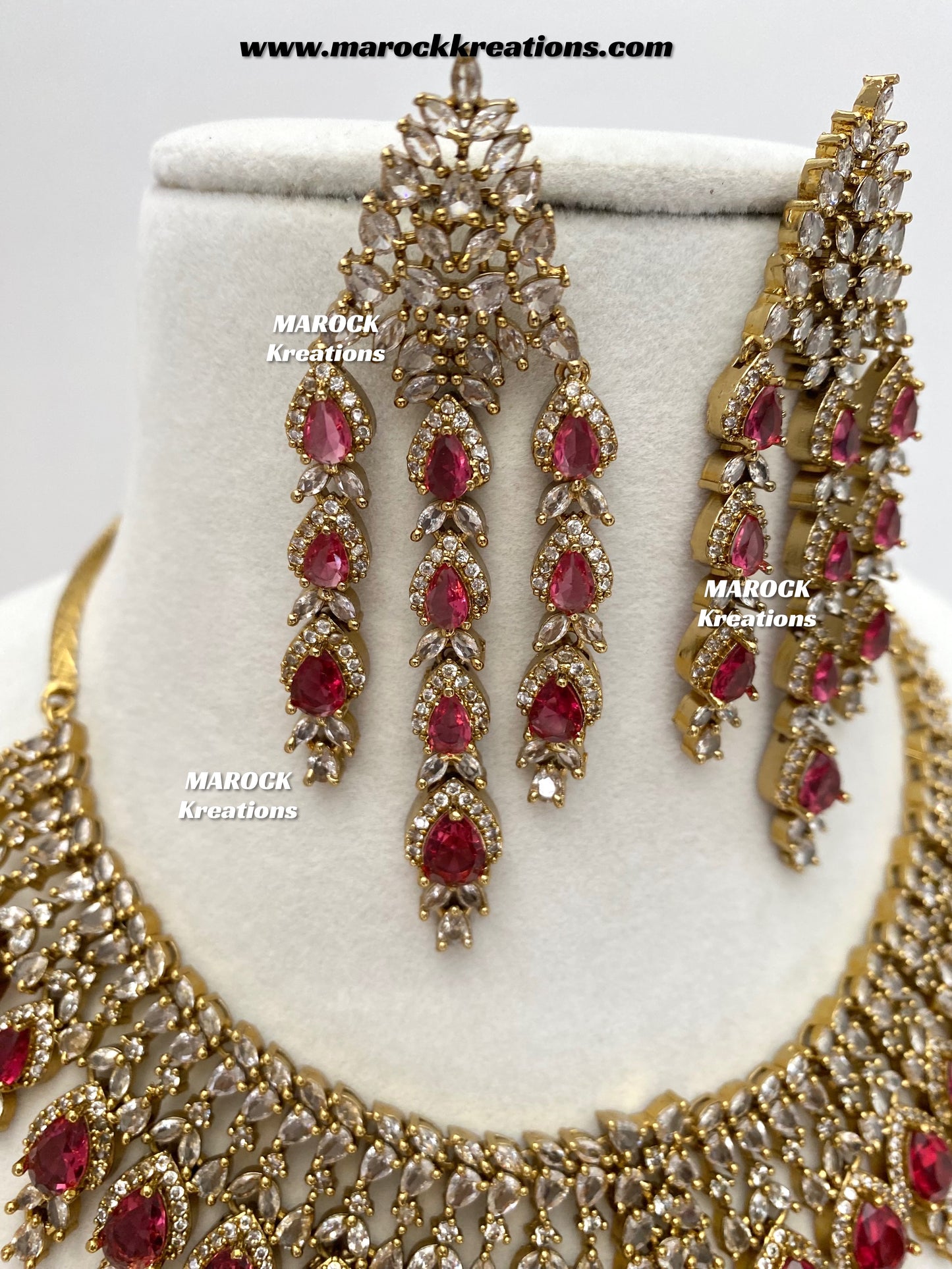 Naima Antique Gold American diamond Statement Necklace set