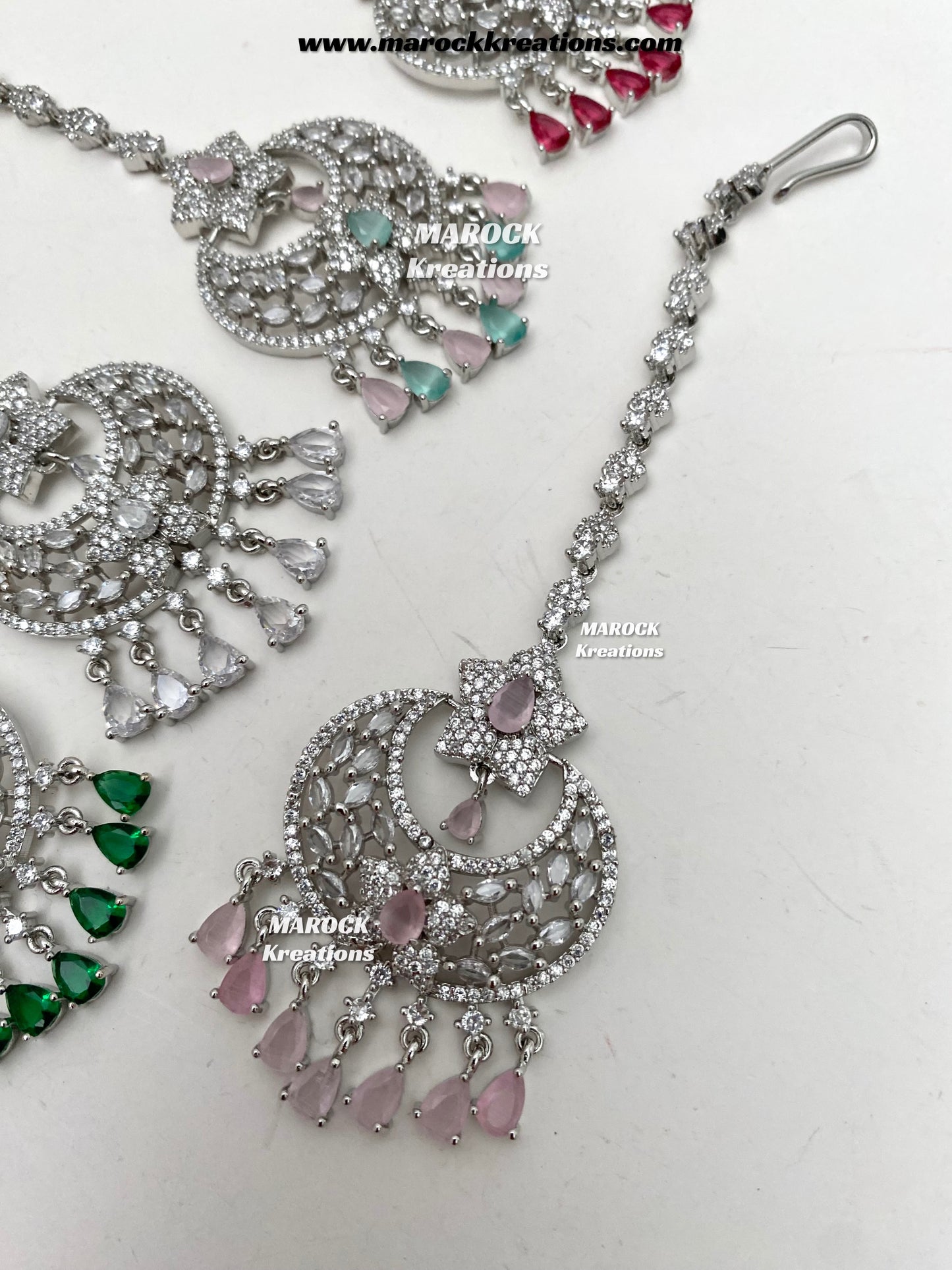 Silver base American Diamond Tikka