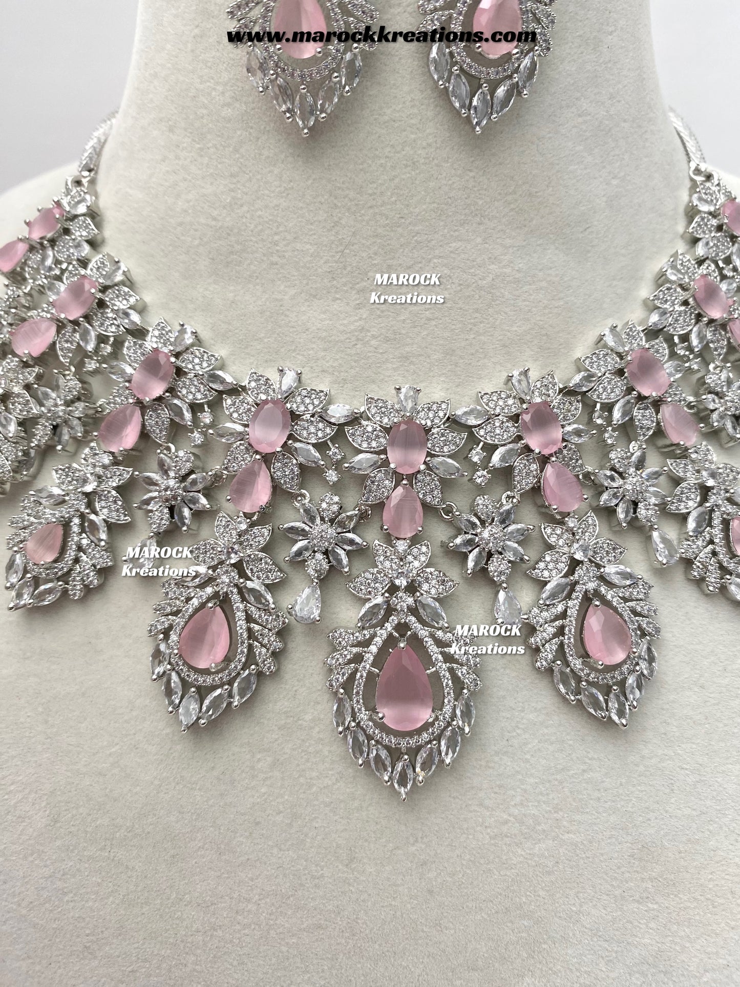 Austin Silver American Diamond Necklace set